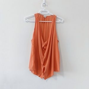 Wilfred Silk Button Down Tank Top in Night Coral